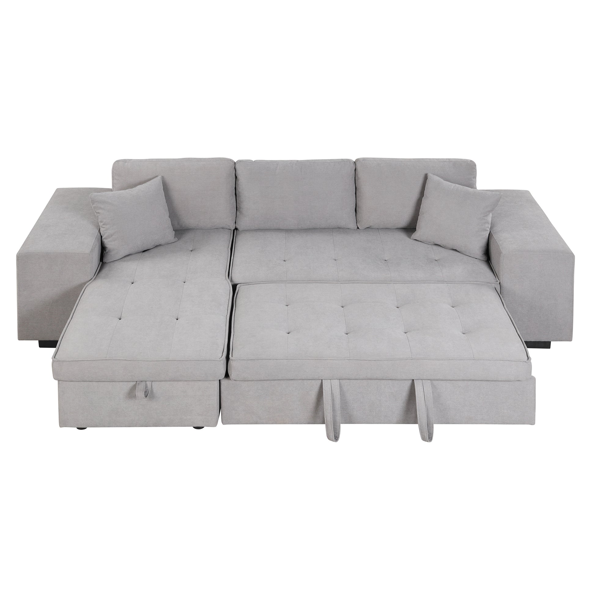 Elegant 3-Piece Gray Sectional Sofa with Chaise and Storage Ottoman USA