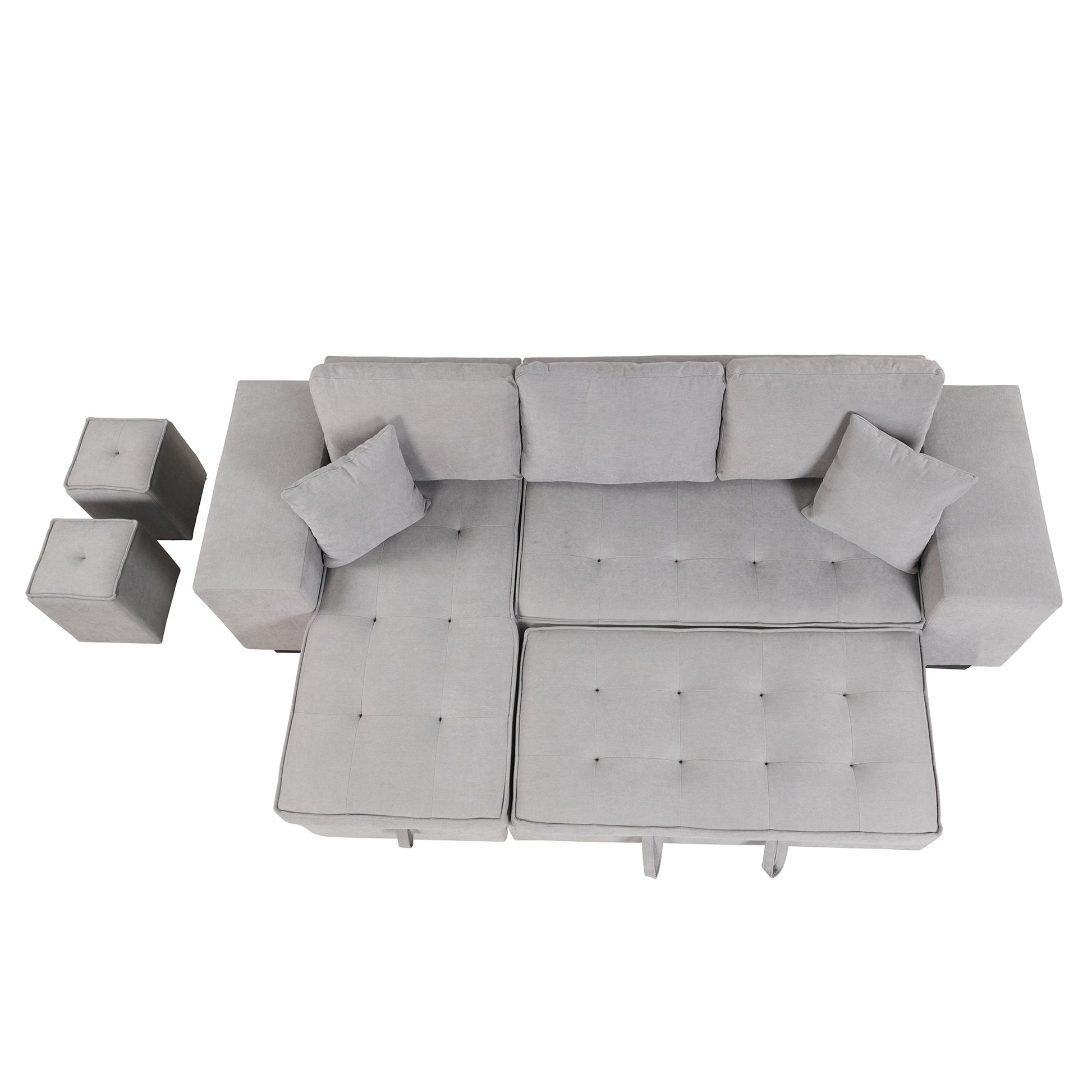 Elegant 3-Piece Gray Sectional Sofa with Chaise and Storage Ottoman USA