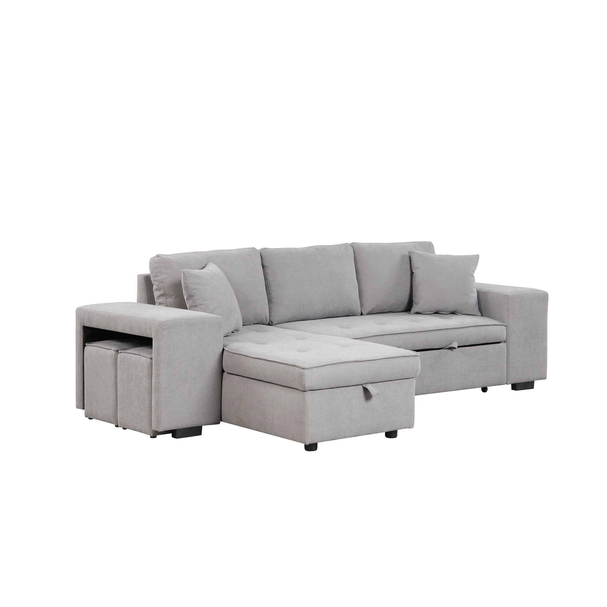 Elegant 3-Piece Gray Sectional Sofa with Chaise and Storage Ottoman USA