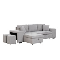 Elegant 3-Piece Gray Sectional Sofa with Chaise and Storage Ottoman USA