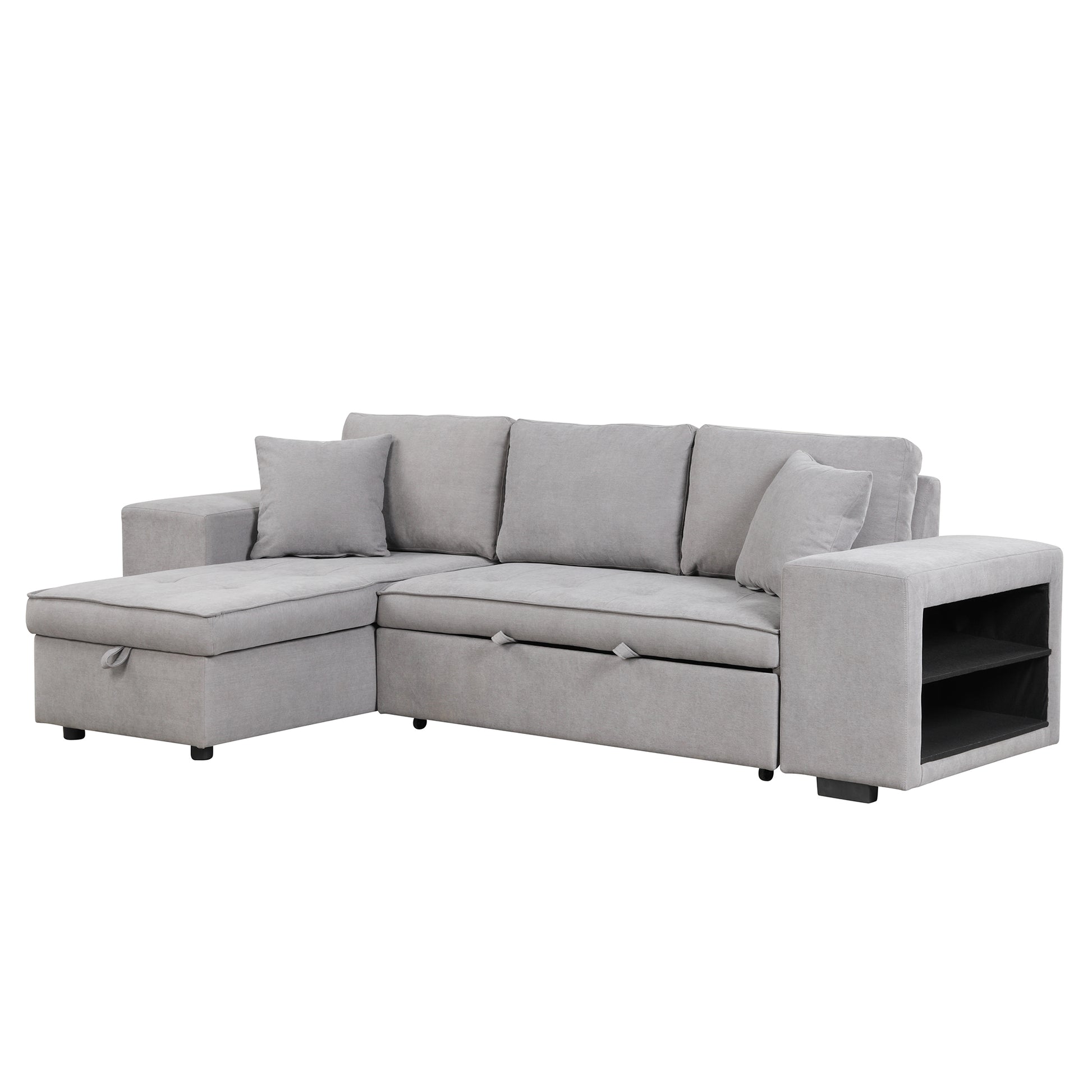 Elegant 3-Piece Gray Sectional Sofa with Chaise and Storage Ottoman USA