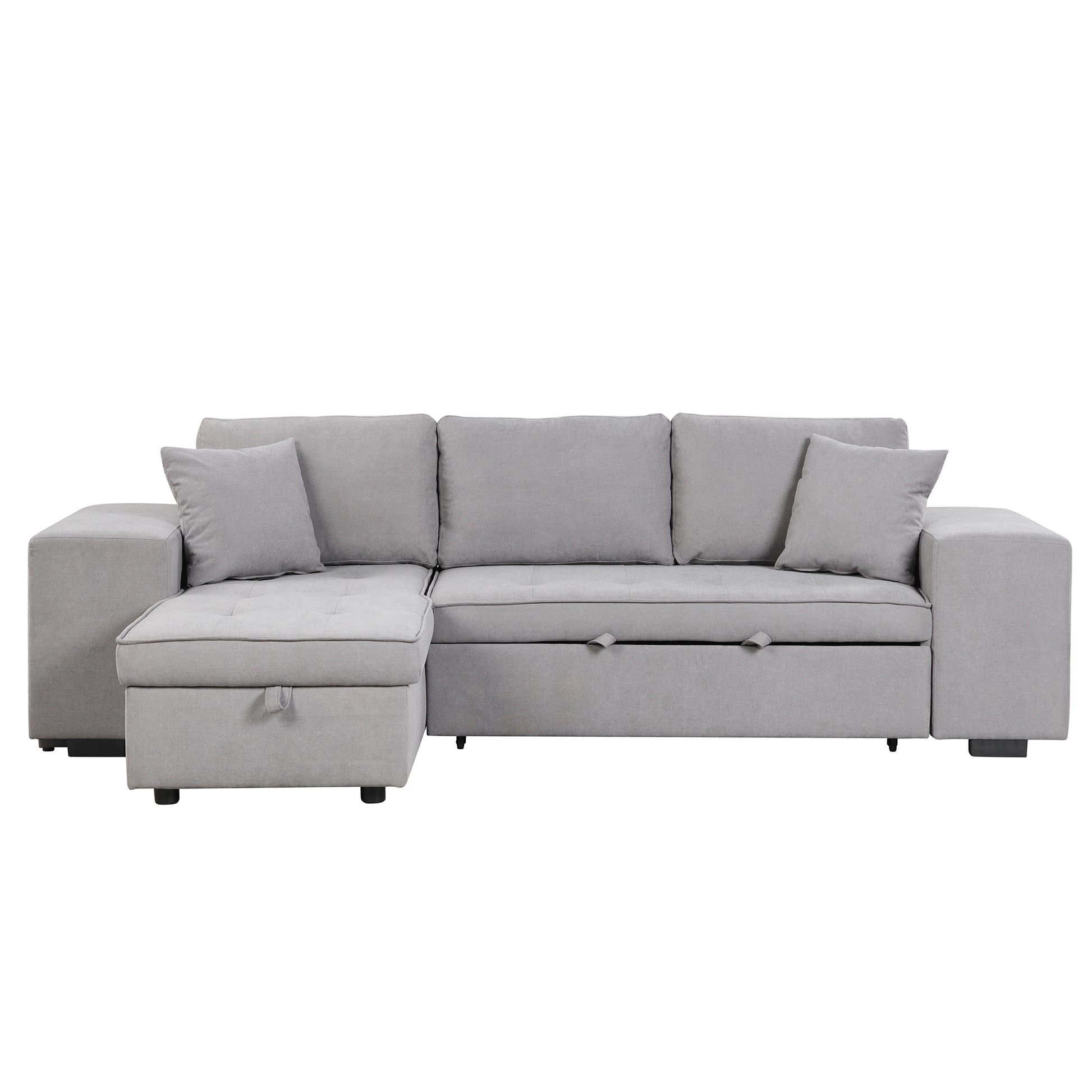 Elegant 3-Piece Gray Sectional Sofa with Chaise and Storage Ottoman USA