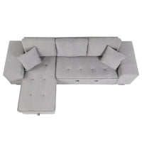 Elegant 3-Piece Gray Sectional Sofa with Chaise and Storage Ottoman USA