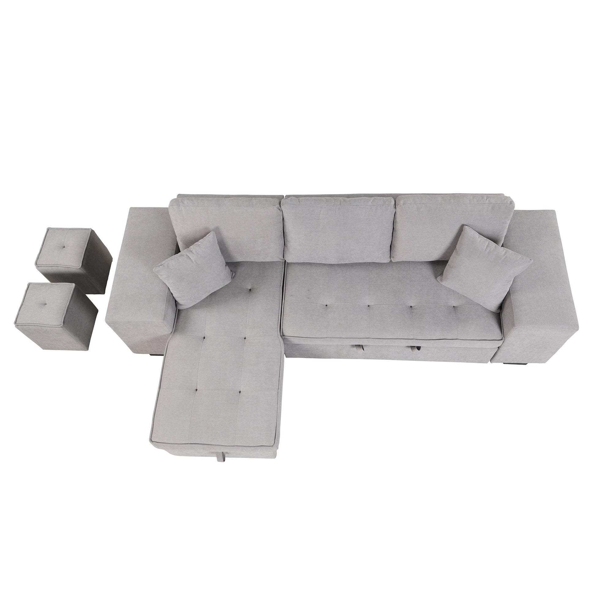 Elegant 3-Piece Gray Sectional Sofa with Chaise and Storage Ottoman USA