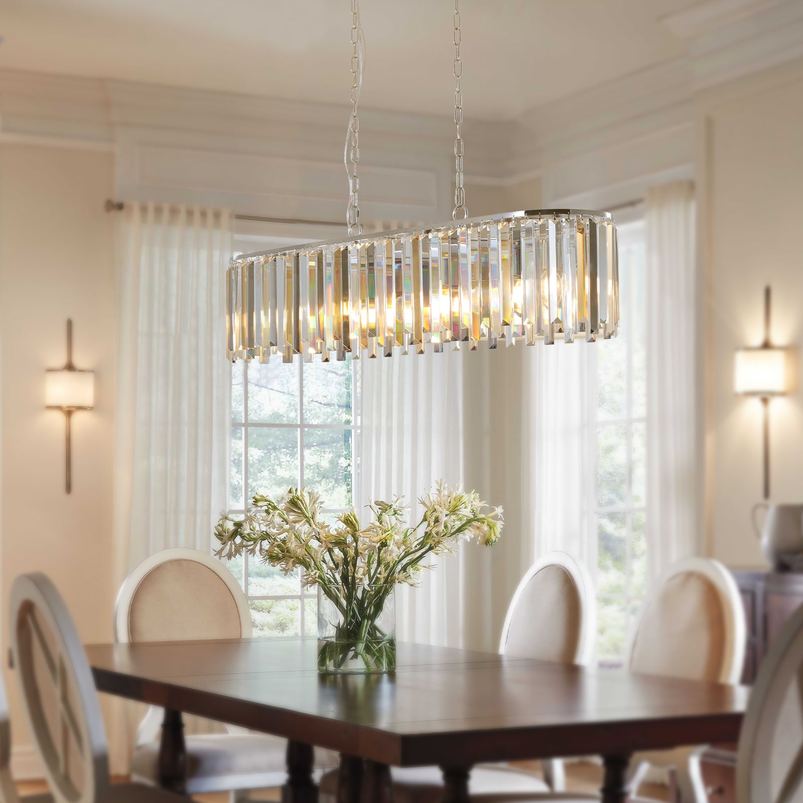 Elegant 39-Inch Modern Crystal Rectangular Pendant Chandelier USA