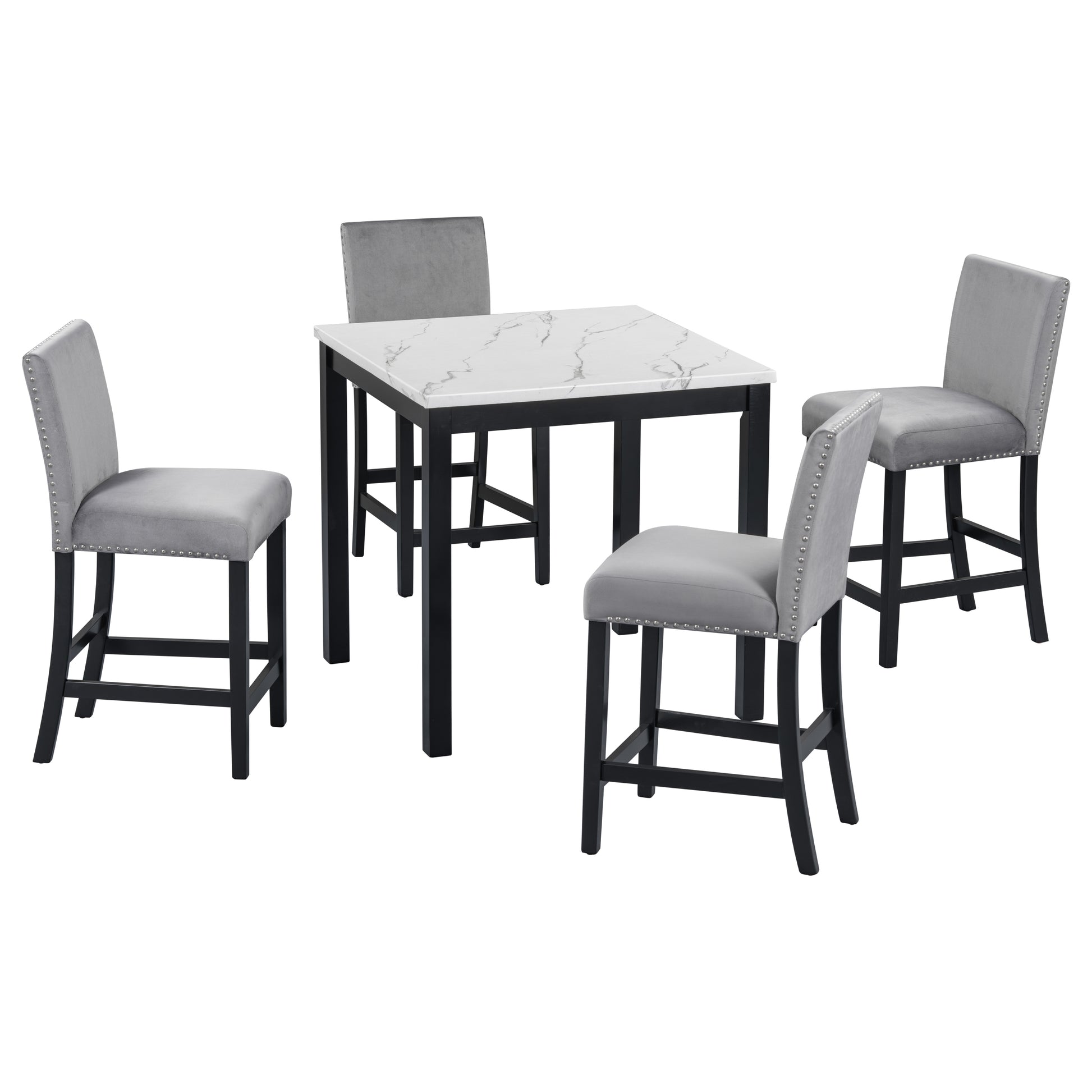 Elegant 5-Piece Marble-Top Counter Height Dining Set USA