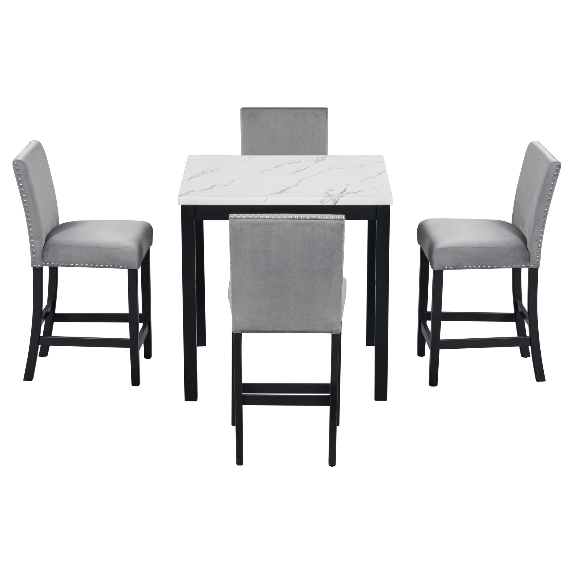 Elegant 5-Piece Marble-Top Counter Height Dining Set USA