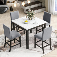 Elegant 5-Piece Marble-Top Counter Height Dining Set USA