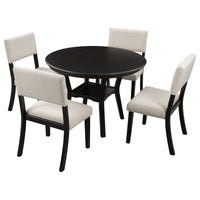 Elegant 5-Piece Round Dining Set with Upholstered Chairs USA