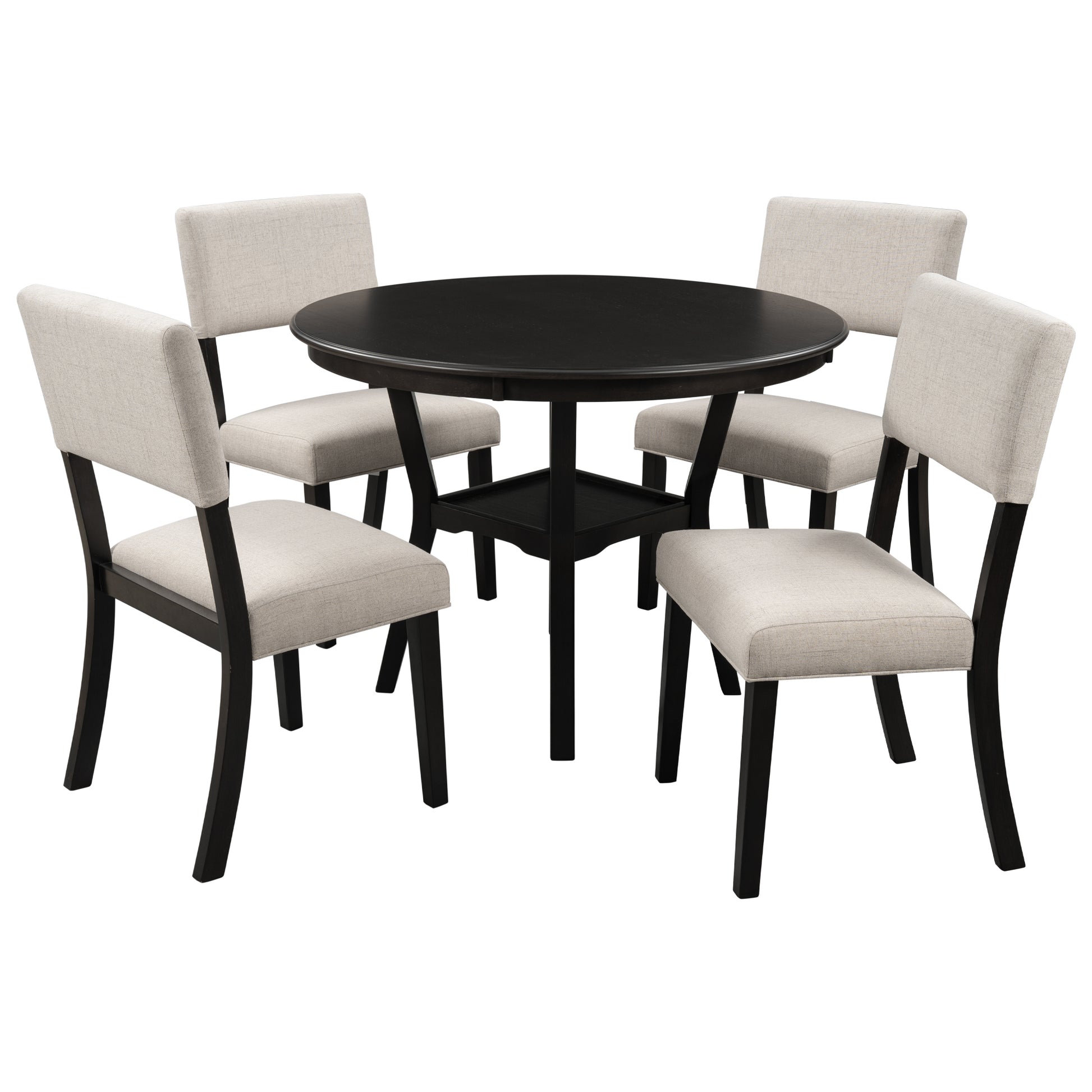 Elegant 5-Piece Round Dining Set with Upholstered Chairs USA