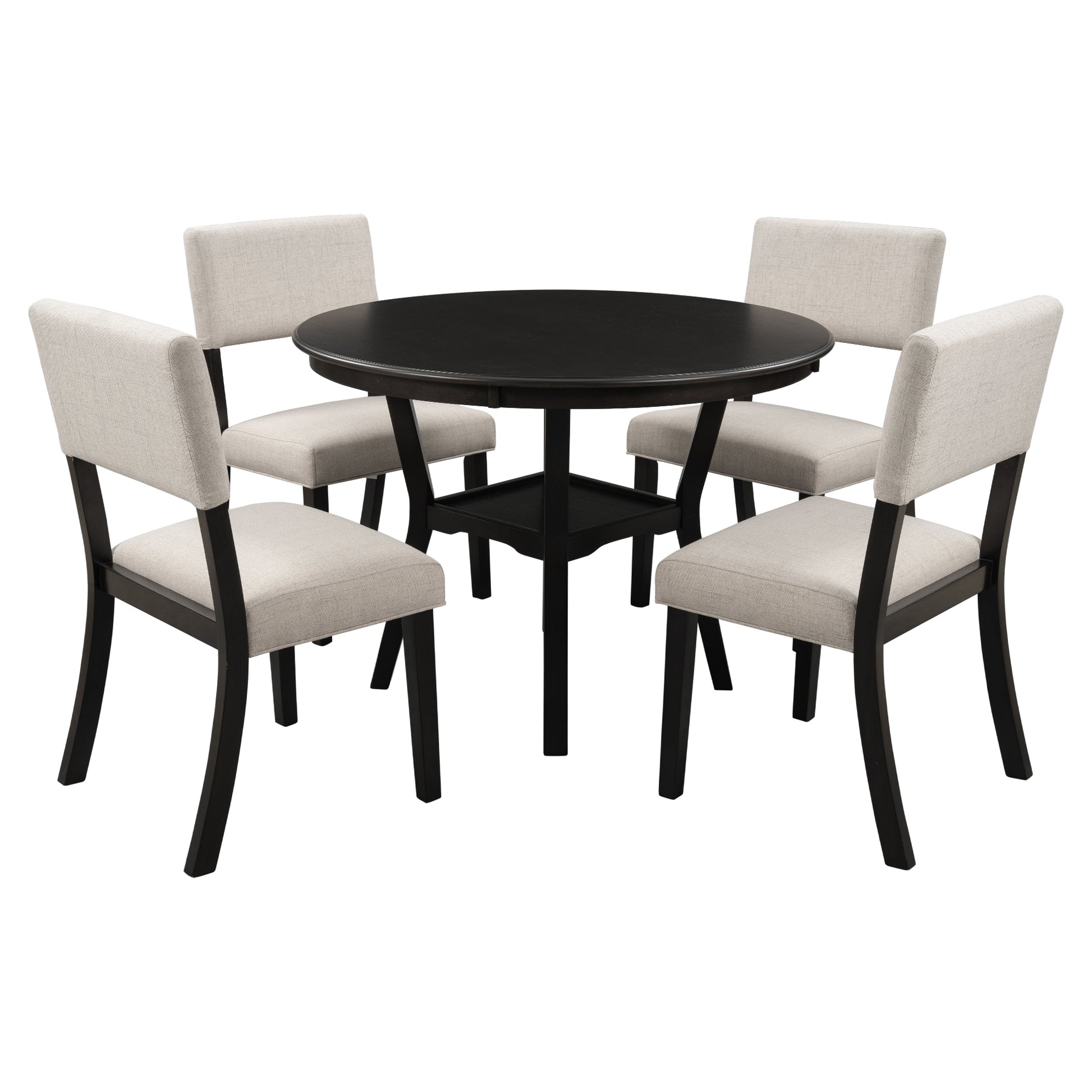 Elegant 5-Piece Round Dining Set with Upholstered Chairs USA