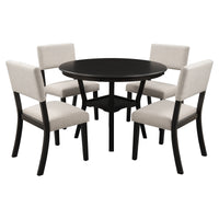 Elegant 5-Piece Round Dining Set with Upholstered Chairs USA