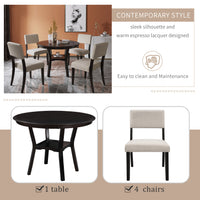 Elegant 5-Piece Round Dining Set with Upholstered Chairs USA