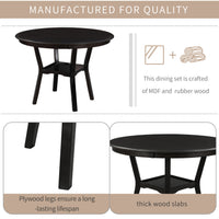 Elegant 5-Piece Round Dining Set with Upholstered Chairs USA