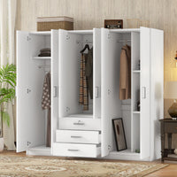 Elegant 6-Door Wooden Wardrobe Storage System for Bedroom USA