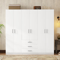 Elegant 6-Door Wooden Wardrobe Storage System for Bedroom USA