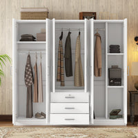 Elegant 6-Door Wooden Wardrobe Storage System for Bedroom USA