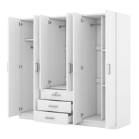 Elegant 6-Door Wooden Wardrobe Storage System for Bedroom USA