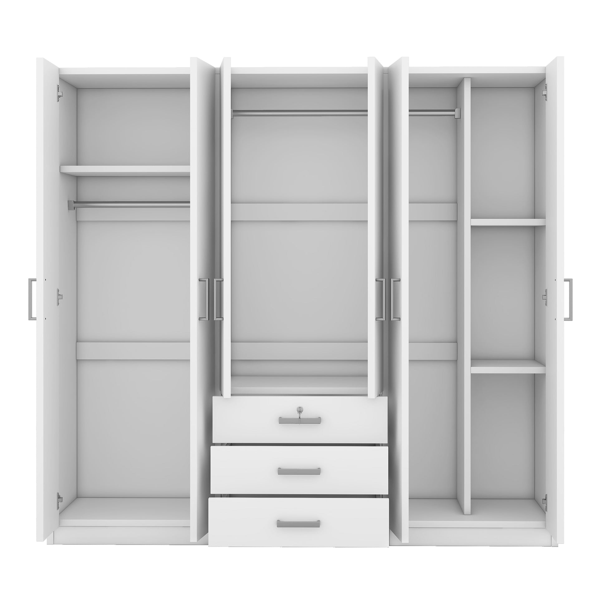 Elegant 6-Door Wooden Wardrobe Storage System for Bedroom USA