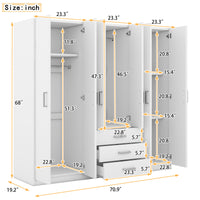 Elegant 6-Door Wooden Wardrobe Storage System for Bedroom USA