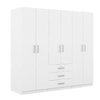 Elegant 6-Door Wooden Wardrobe Storage System for Bedroom USA