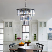 Elegant 6-Light Modern Black Chandelier with Crystal Strands USA