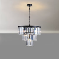 Elegant 6-Light Modern Black Chandelier with Crystal Strands USA