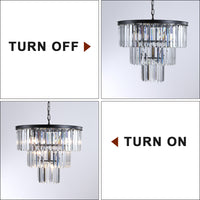 Elegant 6-Light Modern Black Chandelier with Crystal Strands USA