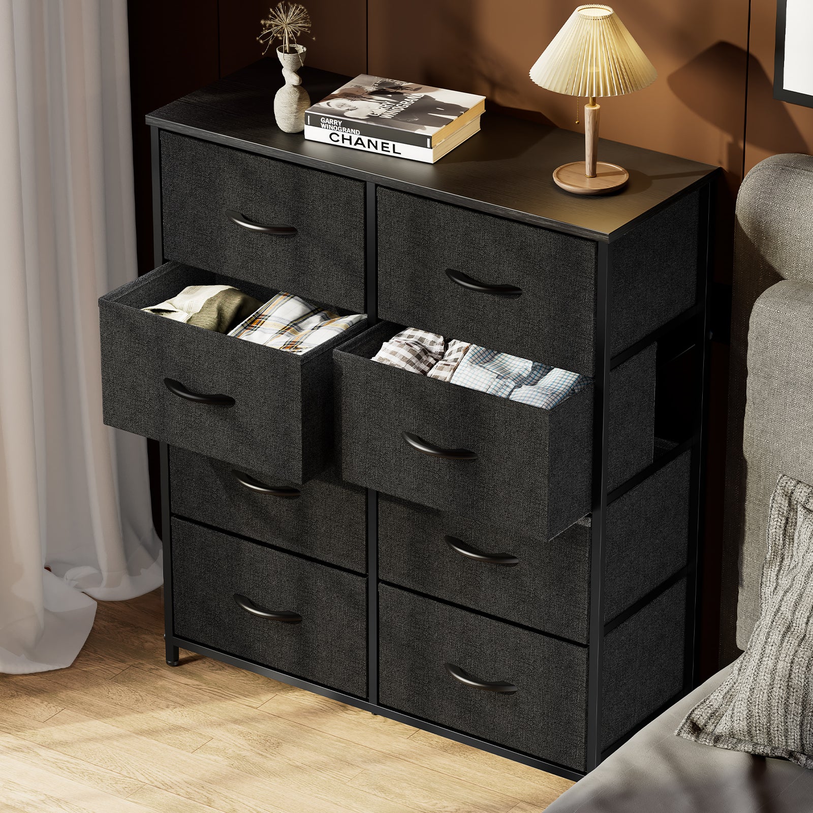 Elegant 7-Drawer Dresser in Black USA