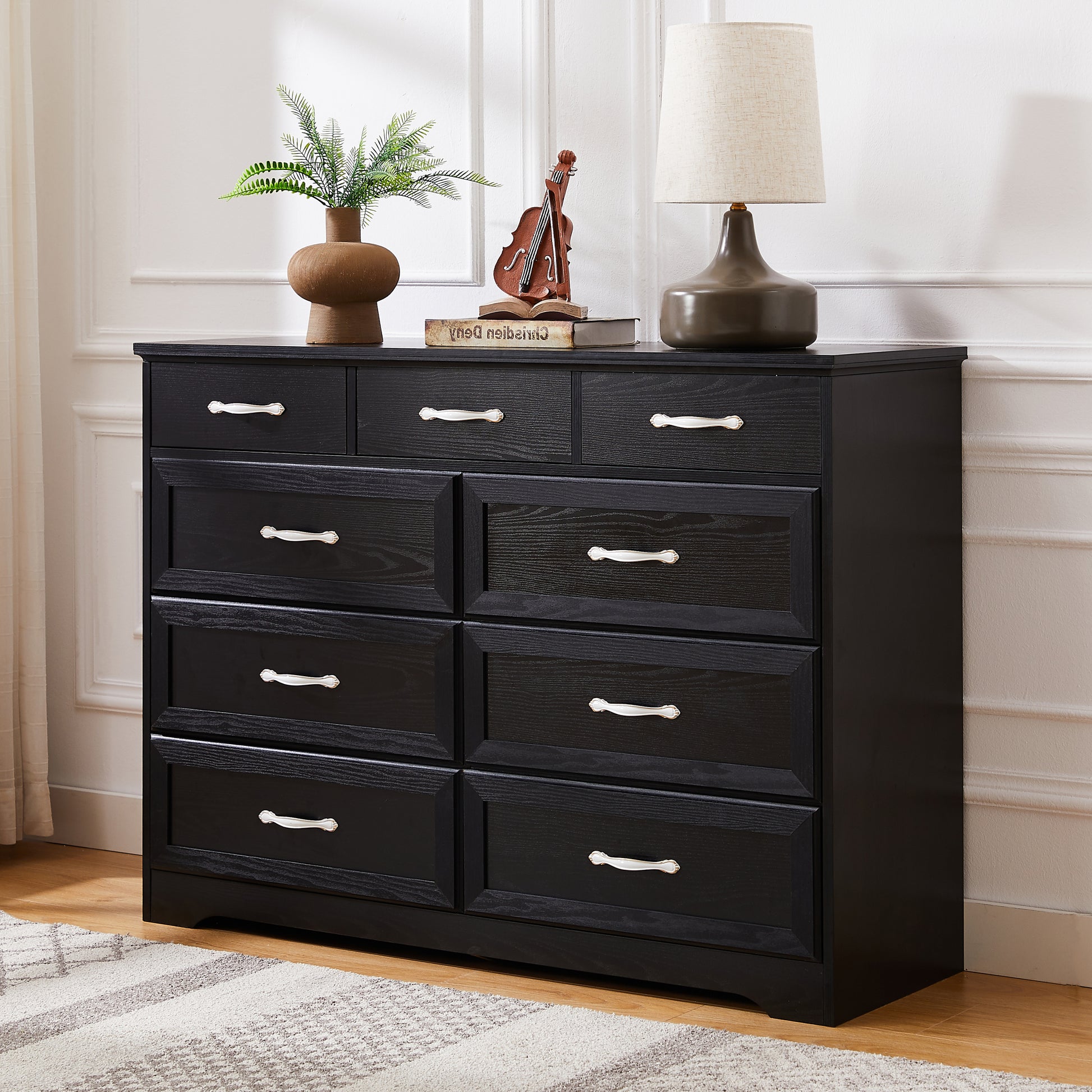 Elegant 9-Drawer Dresser in Dark Espresso Finish USA