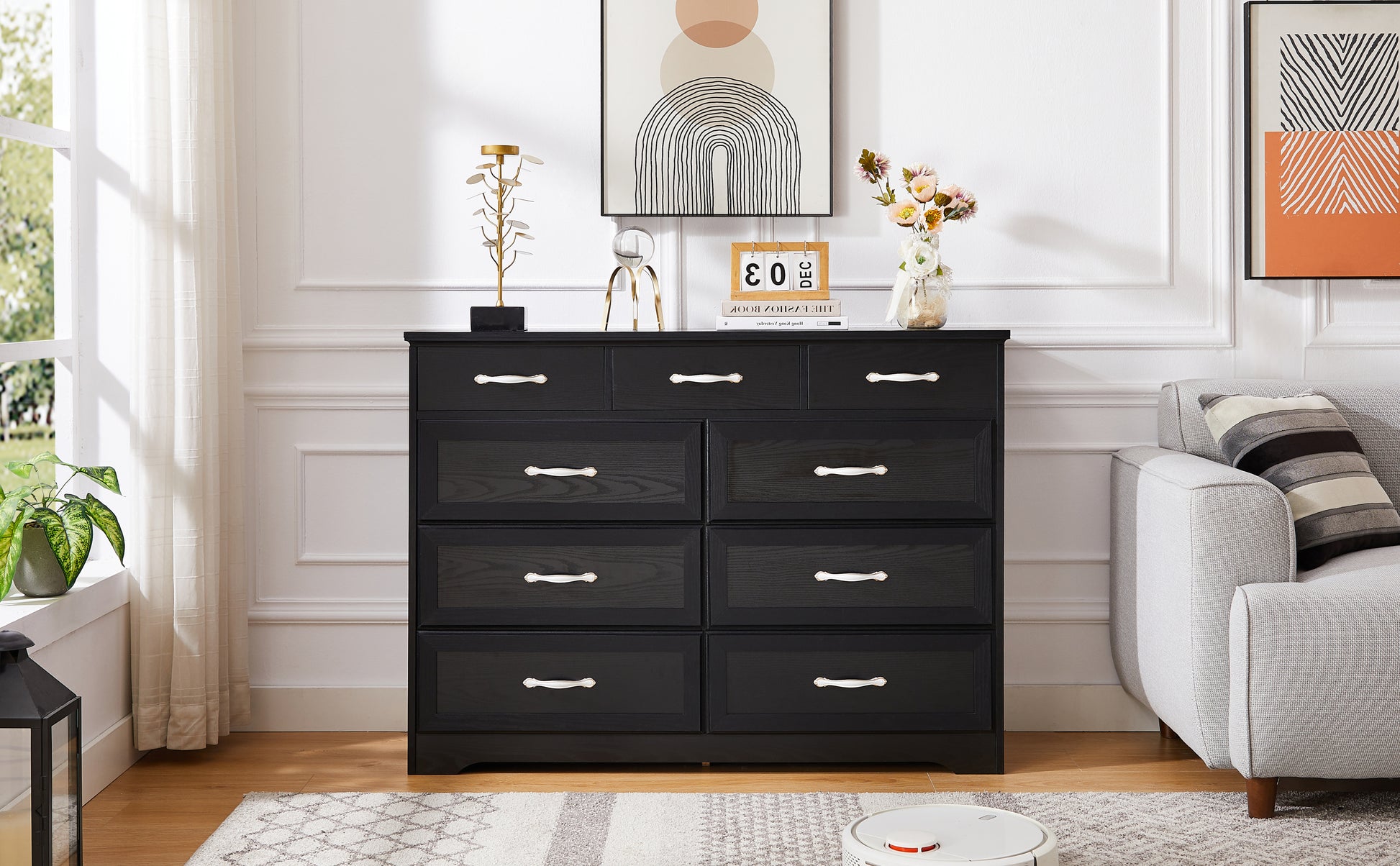 Elegant 9-Drawer Dresser in Dark Espresso Finish USA