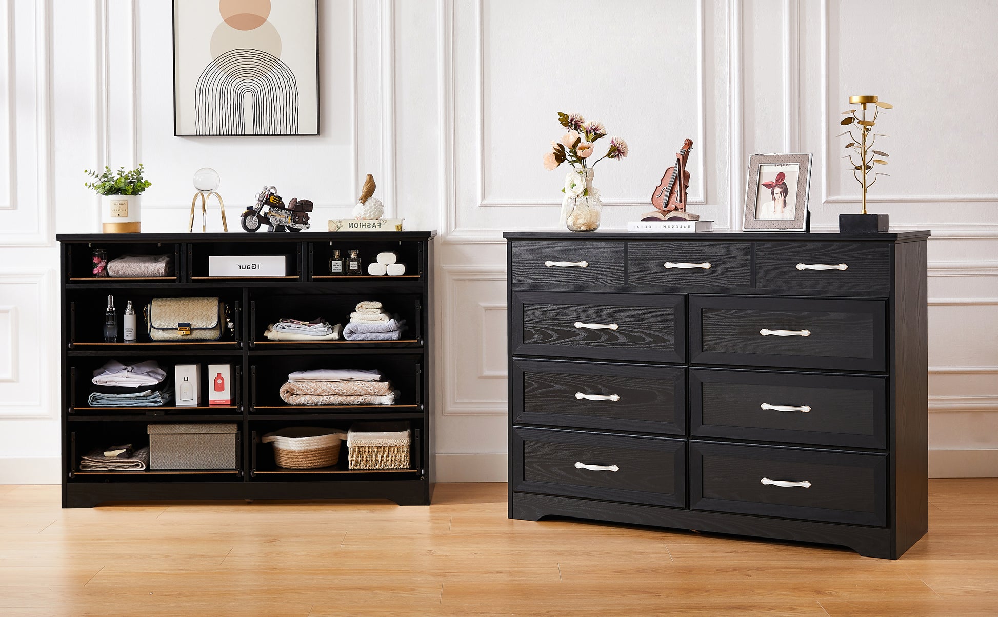 Elegant 9-Drawer Dresser in Dark Espresso Finish USA