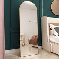 Elegant Arched Aluminum Alloy Floor Mirror - Gold 65 x 23 USA