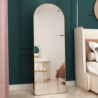 Elegant Arched Aluminum Alloy Floor Mirror - Gold 65 x 23 USA