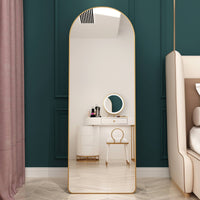 Elegant Arched Aluminum Alloy Floor Mirror - Gold 65 x 23 USA