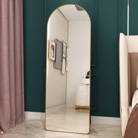 Elegant Arched Aluminum Alloy Floor Mirror - Gold 65 x 23 USA