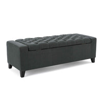 Elegant Black Leather Upholstered Storage Bench