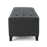 Elegant Black Leather Upholstered Storage Bench