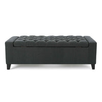 Elegant Black Leather Upholstered Storage Bench