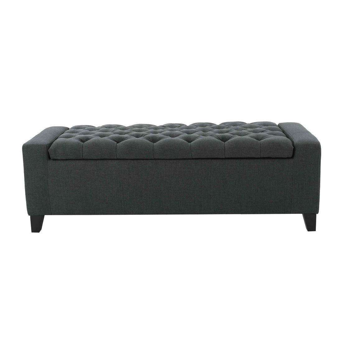 Elegant Black Leather Upholstered Storage Bench