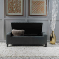 Elegant Black Leather Upholstered Storage Bench