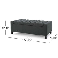 Elegant Black Leather Upholstered Storage Bench