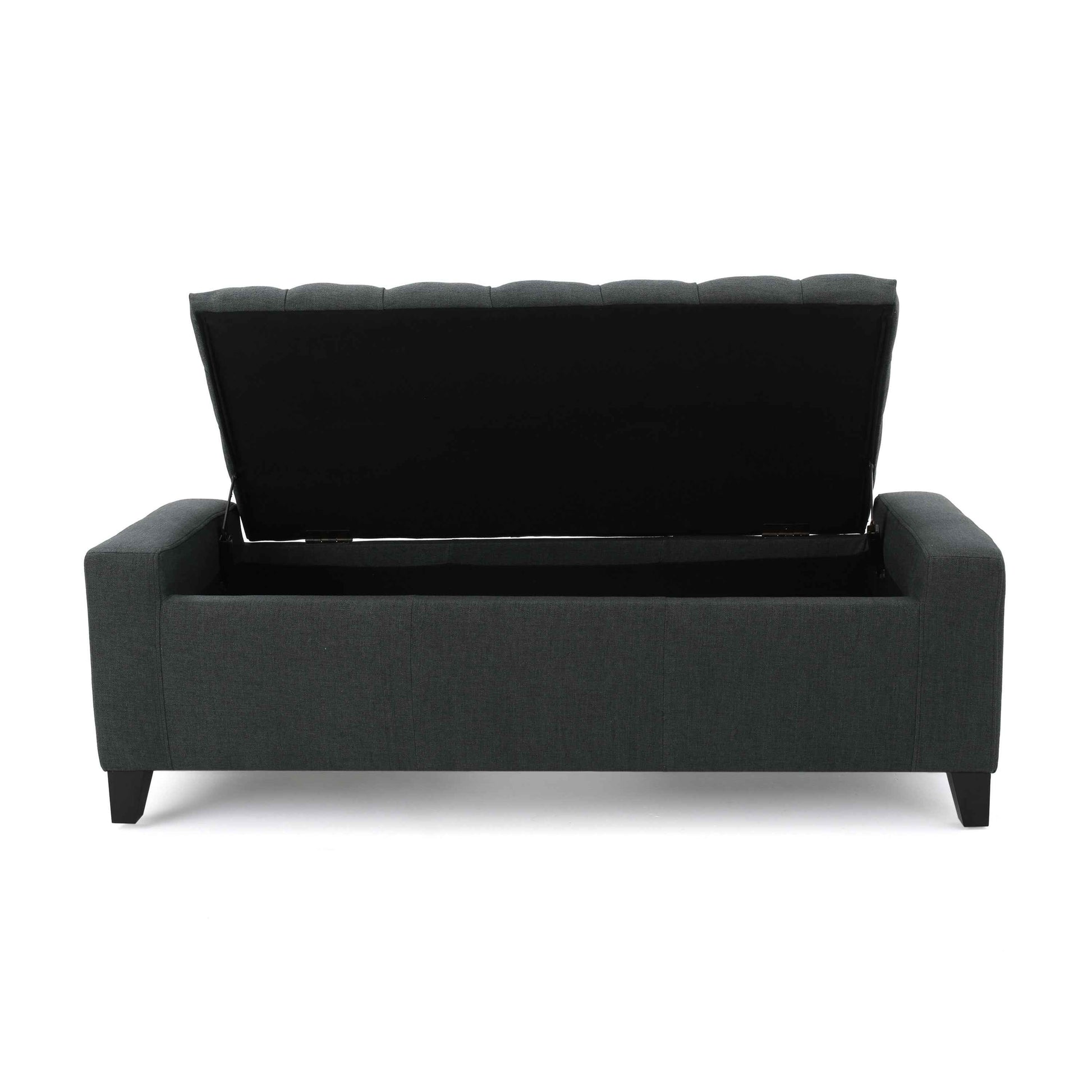 Elegant Black Leather Upholstered Storage Bench