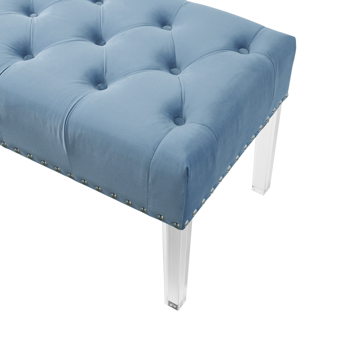 Elegant Button Tufted Velvet Bench with Acrylic Legs USA