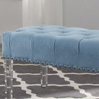 Elegant Button Tufted Velvet Bench with Acrylic Legs USA