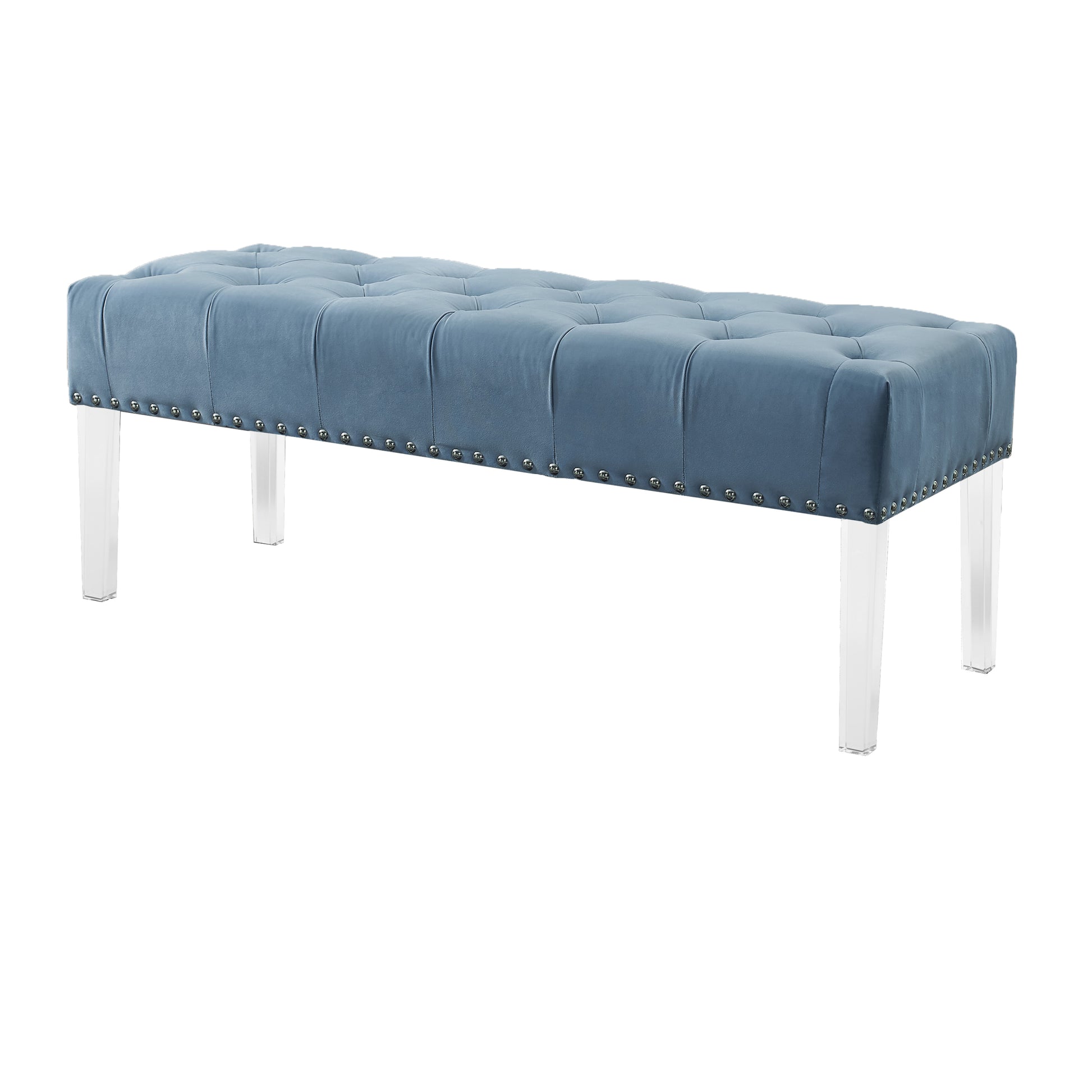 Elegant Button Tufted Velvet Bench with Acrylic Legs USA