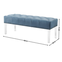 Elegant Button Tufted Velvet Bench with Acrylic Legs USA