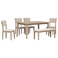 Elegant Classic and Traditional Style 6-Piece Natural Wood Dining Set USA