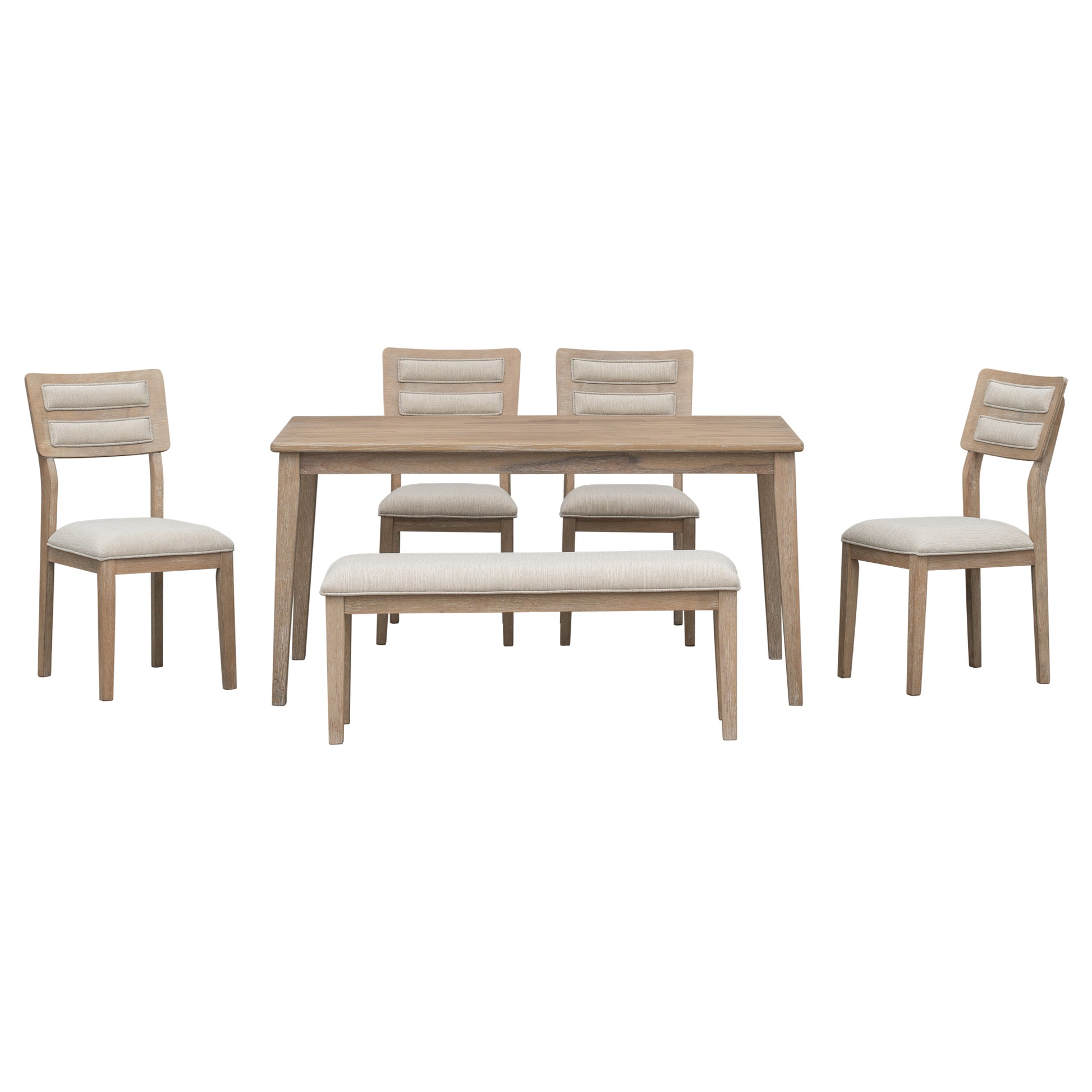 Elegant Classic and Traditional Style 6-Piece Natural Wood Dining Set USA