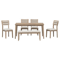 Elegant Classic and Traditional Style 6-Piece Natural Wood Dining Set USA